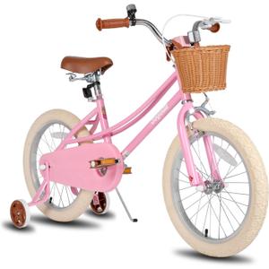 JOYSTAR Girls Bike for 2-12 Years Old Toddlers and Kids, 12" 14" 16" 18 20" Retro Style Kids Bike with Training Wheels, 18 20 Inch Children Bicycle with Kickstand (Light Pink)