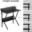COTUBLR Small Desk, 27.5 Inch Small Computer Desk for Small Spaces, Computer Desk with Adjustable Monitor Stand, Compact Desk with Storage, Tiny Desk Study Desk for Bedroom Home Office, Black
