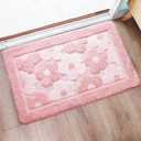 Pink Flower Bath Mat Cute Bathroom Rugs Lovely Shower Bathtub Mat Microfiber Soft Welcome Doormat Non-Slip TPR Backing Shower Rug Plush Shaggy Bath Carpet, 20x32 (1'8" x 2'8" (Oblong))