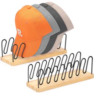 BINSUNS 2 Pack Hat Organizer for Baseball Caps, Metal Hat Rack - No Install Hat Holder Cap Organizer for 14 Baseball Caps, Hat Stand Storage Display