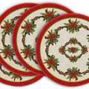 Artoid Mode Pine Branches Bow Ribbon Christmas Round Placemats Set of 4, 14 Inch Winter Round Table Mats for Dining Decoration (Red)