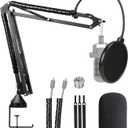 Rode Podmic Stand with Microphone Windscreen and Dual Layered Mic Pop Filter for Rode PodMic Podcasting Microphone by YOUSHARES (Heavy Duty Arm)