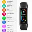 Fitness Tracker, Fitness Watch with 24/7 Heart Rate, Blood Pressure, Sleep Tracking, Calories, Activity Tracker with 1.1" AMOLED Screen, Waterproof Step Tracker for Android iPhones Women Men, Black