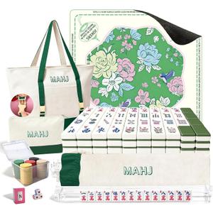 Mykng Nzw166Pcs American Mahjong Tiles Set with Mat, Racks and Accessories, 1.2''