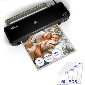 Laminator Machine with 40 Laminating Sheets, 9 inch Laminating Machine Hot & Cold with 2-Min Fast Warm Up, A4 Thermal Laminator for Home School Office, Anti-Jam
