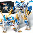 White Tiger 2 in 1 Mech Building Sets,Transform Robot Building Blocks Kits for Adults, Transforming Mecha Building Kits Action Figure Toys,Birthday Gifts for Boys Ages 8 10 12 14 (White Tiger)