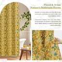 Yellow Floral Bird Shower Curtain 72x78, Hummingbird and Lemon Botanical Fabric Bath Curtains, Lightweight Quick-Dry Bathroom Decor Set with Hooks