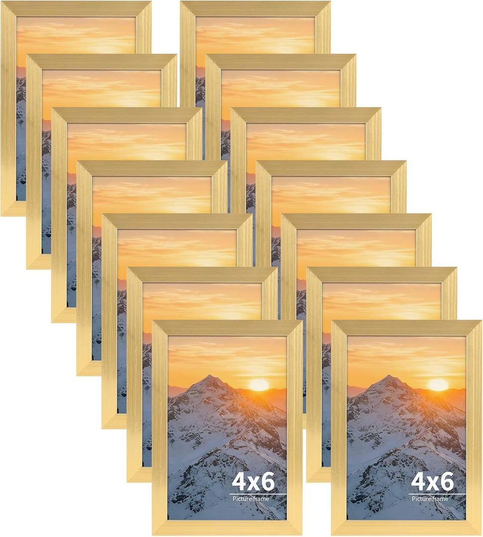 Rempry 14 Pack 4x6 Gold Picture Frames, Multi 4 x 6 Photo Frames Collage for Wall or Tabletop Display