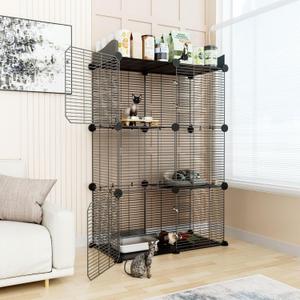 STILLCOVE 2 Tier Cat Cage Indoor, Big Wire Cat Cage Kennels Enclosures DIY Playpen Crates, Pet Pen C&C Cage for 1-2 Cats Kittens