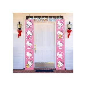 2 Pcs Hello Cats Birthday Decorations, Pink Party Porch Sign Door Banner, Birthday Party Supplies for Girls