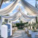 Outpain 50ftx20ft White Backdrop Ceiling Drapes, 10 Panels, 20ft Height, Wrinkle Free, Tent Draping Curtains, Polyester, Wedding, Birthday, Anniversary