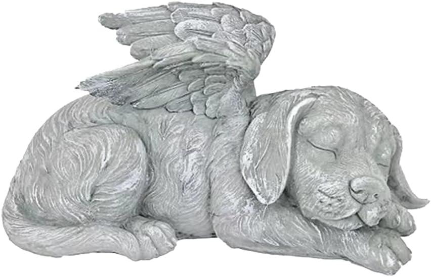 Dog Angel Wings Ornament Dog Angel Statue Mini Animal Statu for Garden Tombstones or Lawn Decoration