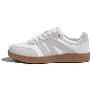 LUCKY STEP Women Classic Retro Gum Sole Fashion Sneakers Casual Tennis Skate Shoe Genuine Leather Walking Footwear Anti Slip Trainers, 8.5 US