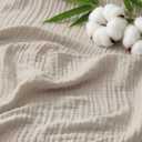 Bedsure Cooling Muslin Blanket Queen Size for Bed, Summer Gauze Blanket for Adults, 55% Rayon Derived from Bamboo & 45% Cotton, Breathable Lightweight Soft for Hot Sleepers, Linen Beige, 90x90 Inches