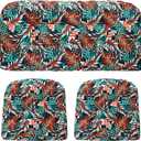 3 Pcs Wicker Chair Outdoor Cushion for Furniture, 1 Loveseat Seat and 2 U-Shape Cushion for Patio Furniture(Tropical Leaves)