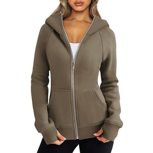 Trendy Queen Womens Zip Up Hoodies Fleece Jackets Oversized Sweatshirts Fall Fashion Outfits Sweaters Winter Clothes Coffee M