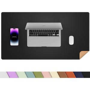 AFIING Leather Desk Pad Protector, Office Desk Mat, Large Mouse Pad, Desk mat for Keyboard and Mouse, Laptop Desk Pad, Waterproof Desk Writing Pad for Office and Home (Black, 23.6" x 13.7")