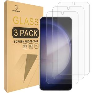 3 x Mr.Shield [3-Pack Screen Protector For Samsung Galaxy S24 / Galaxy S25 [Fingerprint Unlock Compatible] [Tempered Glass] [Japan Glass with 9H Hardness] Screen Protector