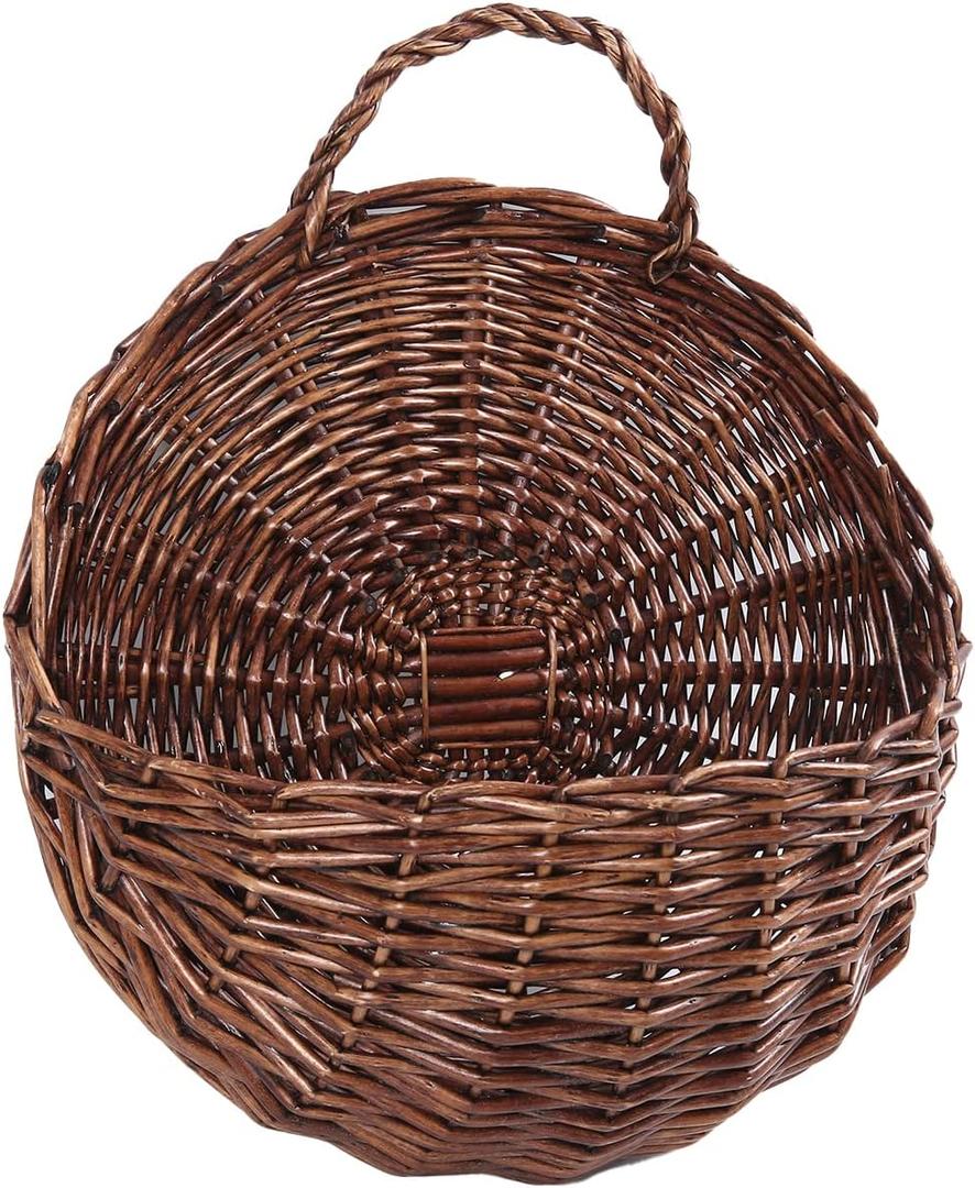 JJSQ Handmade Woven Wicker Hanging Storage Basket, Wall Decorations for Home Garden Wedding, Brown, 14.211.84.7 inch