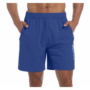 Lissmith Mens Athletic Shorts Gym Running Workout 7 Inch Basketball Hiking Casual Quick Dry Sports Lightweight Shorts Blue S (Blue)