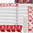 Cholemy 40 Sets Valentine Chocolate Strawberries Boxes with Clear Window 250 Pcs Paper Food Trays 4 Bags Raffia Bakery Macaron Boxes Disposable Serving Trays Gifts 12 x 2. 2 x 2 Inches(White)