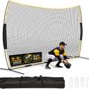 Barricade Backstop Net, 16x10ft Ball Stop Netting Impact & Wear Resistant Net, Metal Base, Portable Carry Bag, Quick Setup, Perfect for Lacrosse, Baseball, Basketball, Soccer
