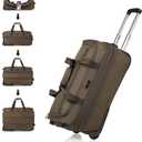Hanke 20 Inch Expandable Carry On Luggage Suitcases with Wheels Foldable Duffle Bag for Travel Carry On suitcase Weekend Bag for Women Men（Coffee）
