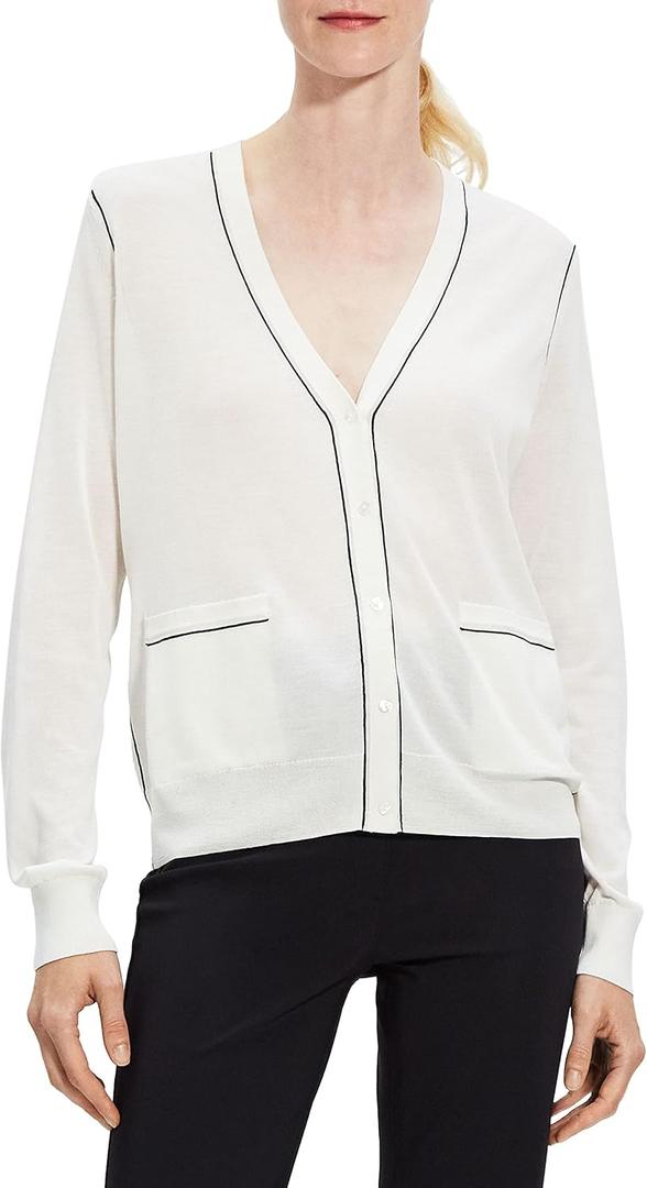 Theory Women's Outline Cardi (White, XS)