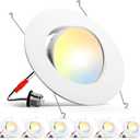 Amico Recessed Lighting 5/6 Inch, 6 Pack 5CCT Flat LED Can Lights, 2700K/3000K/4000K/5000K/6000K Selectable,12W Eqv 110W, 1050LM Brightness, Retrofit Installation - ETL & FCC, White