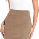 Women's Classic Fit Straight Pencil Skirt Stretch High Waist Knee OL Skirt (Khaki)