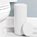 mDesign Plastic Floor Stand Toilet Paper Organizer with Cover, 3-Roll Space-Saving Tissue Storage for Bathroom - Fits Under Sink, Vanity, Shelf, in Cabinet, Corner - Aura Collection - 2 Pack - White