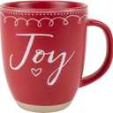 Elanze Designs Joy Raw Clay Bottom Red 16 ounce Ceramic Christmas Coffee Mug