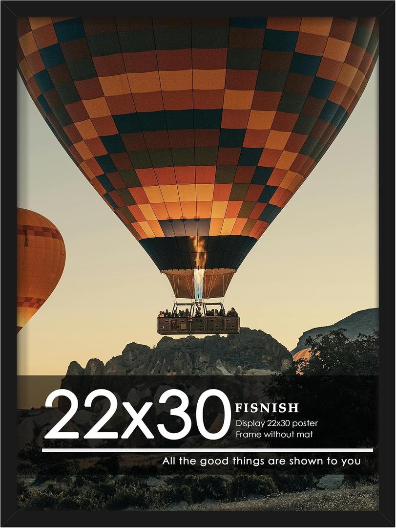 22x30 Picture Frame Black, with HD Plexiglass Durable and Scratch-proof for Horizontal or Vertical Wall Mounting, 1 Pack