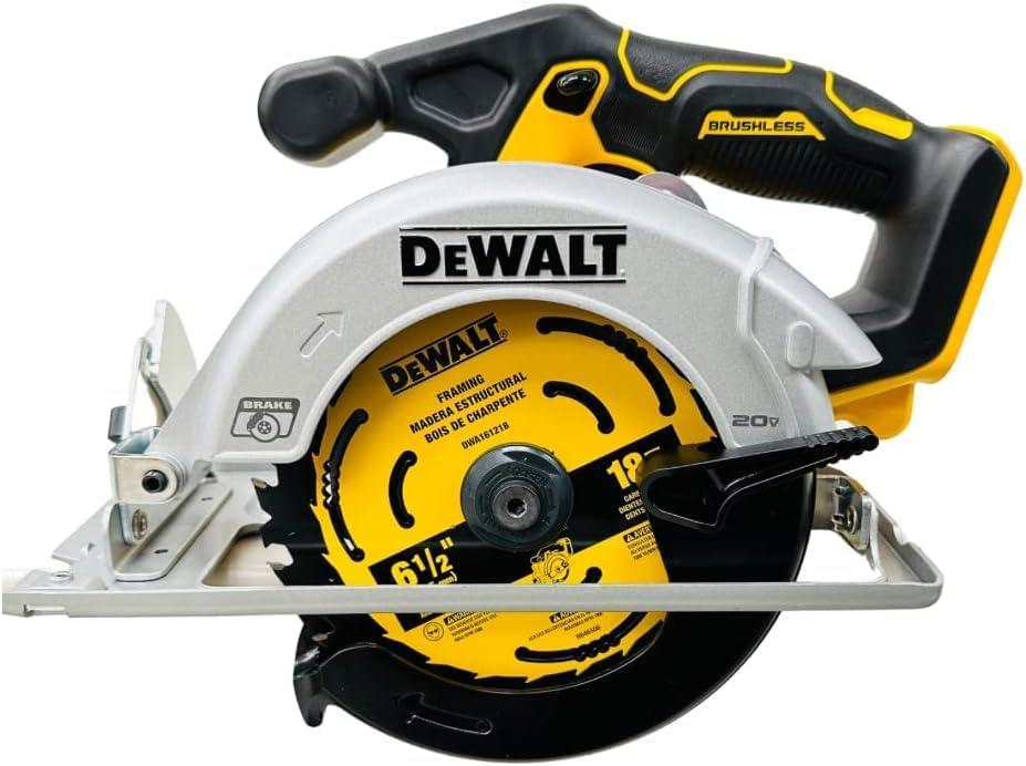 DEWALT DCS566 20V Circular Saw, 20V Cordless Brushless 6.5"" Circular Saw (Bare Tool Only, Bulk Packed), Yellow 