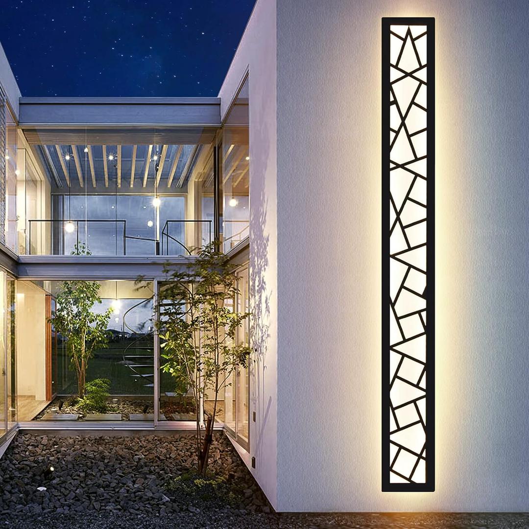 Outdoor Wall Lights 45.3inch Modern Outdoor Wall Sconce LED Long Wall Sconces Black Front Porch Light Waterproof Led Wall Light IP67 3000K Exterior Lighting fixtures