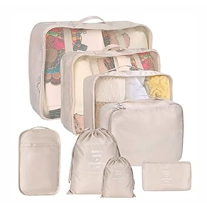 8 Set Packing Cubes for Suitcases, kingdalux Blue Travel Luggage Packing Organizers with Laundry Bag, Compression Storage Shoe Bag, Clothing Underwear Bag, for Women & Man