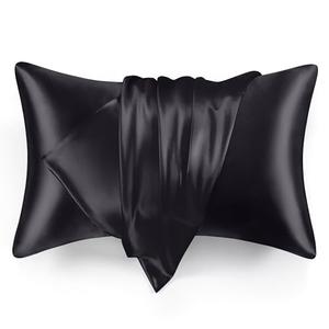 Love's cabin Satin Pillowcase Set of 2 Queen Size 20x30, Cooling Pillow Covers for Hair and Skin, Silky Smooth with Envelope Closure, Similar to Silk, Black