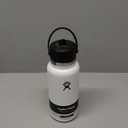 Hydro Flask Water Bottle - Insulated Stainless Steel - Wide Mouth Flex Straw Lid, Non Spill, Leakproof and Refillable in 32 Oz White