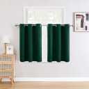 ChrisDowa Small Window Curtains for Kitchen and Bedroom - Grommet Short Thermal Insulated Room Darkening Curtains (2 Panels, Forest Green, 34 x 36 Inch)
