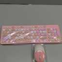 Wireless Keyboard and Mouse Combo, Retro Typewriter Keyboard with Round Keycaps, 2.4GHz USB Cute Wireless Keyboard Mouse for Computer, Desktop, Laptop and Computer (Pink-Colorful)