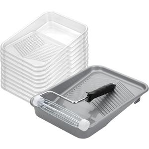 Bates- Paint Tray Set, 9 Inch, 12 pcs, 1x 9 Inch Paint Roller Tray, 10x Disposable Tray Liners & 1x Roller Frame