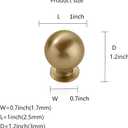 khtmeware 10 Pack 1 Inch Brushed Gold Cabinet Knobs Brushed Brass Small Ball Kitchen Cabinet Hardware Drawer Knobs Pulls for Drawers x 4