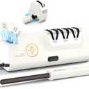 Professional Electric Knife Sharpeners with Diamond Abrasives and Precision Angle Guides, Multifunctional 4-Stage Slots and a hidden Knife Sharpener Rod, Suitable for various knives, scissors, axes