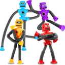 Robot Sensory Travel Roadtrip Toys 4Pcs for Toddlers Kid Boy Year Old Ages 3 4 5 6 7 8 9,Airplane Activities Suction Autism Pop Tube Fidget Toys Autistic Stocking Easter Basket Stuffer Valentine Gift