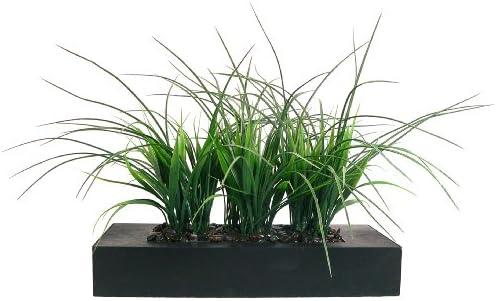 Vintage Home Artificial Faux Lifelike Plastic Fake 14" Tall Green Grass in Black Holder