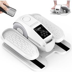 Under Desk Elliptical Exercise Machine, Elliptical Leg Exerciser as Seen on TV, 12 Speeds Leg Exerciser While Sitting for Seniors, Electric Seated Foot Pedal Exerciser for Home Gift for Women (White)