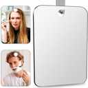 Shatterproof Shower Mirror Fogless for Shaving(2 Pack,Larger 10.7x8 inch) 43% Than Original,Unbreakable Deluxe Plexiglass Makeup Mirror,Largest Bathroom Wall Hanging,Portable Handheld Camping,Silver