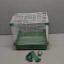 11" Travel Hamster Carrier, Small Animal Cage, Portable Outing Carrier, Temporary Cage, Short Trip, Picnic, with Food Bowl, Water Bottle, Dwarf Syrian Hamster, Gerbil, Green