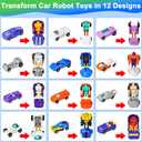 AMENON 12 Pack Easter Eggs with Transform Car Toys For Boys, Easter Basket Stuffers Transform Vehicle Robot For Kids Boys Easter Egg Hunts Classroom Prize Supplies Fillers Party Favors