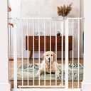 MEEGEEM Baby Gate - 40'' Extra Tall and 30''-37'' Adjustable Width Pet Gate for Stairs & Doorways & House and More, Can Use As Dog Gate, Pressure Mounted, No Drilling, Auto Close, White